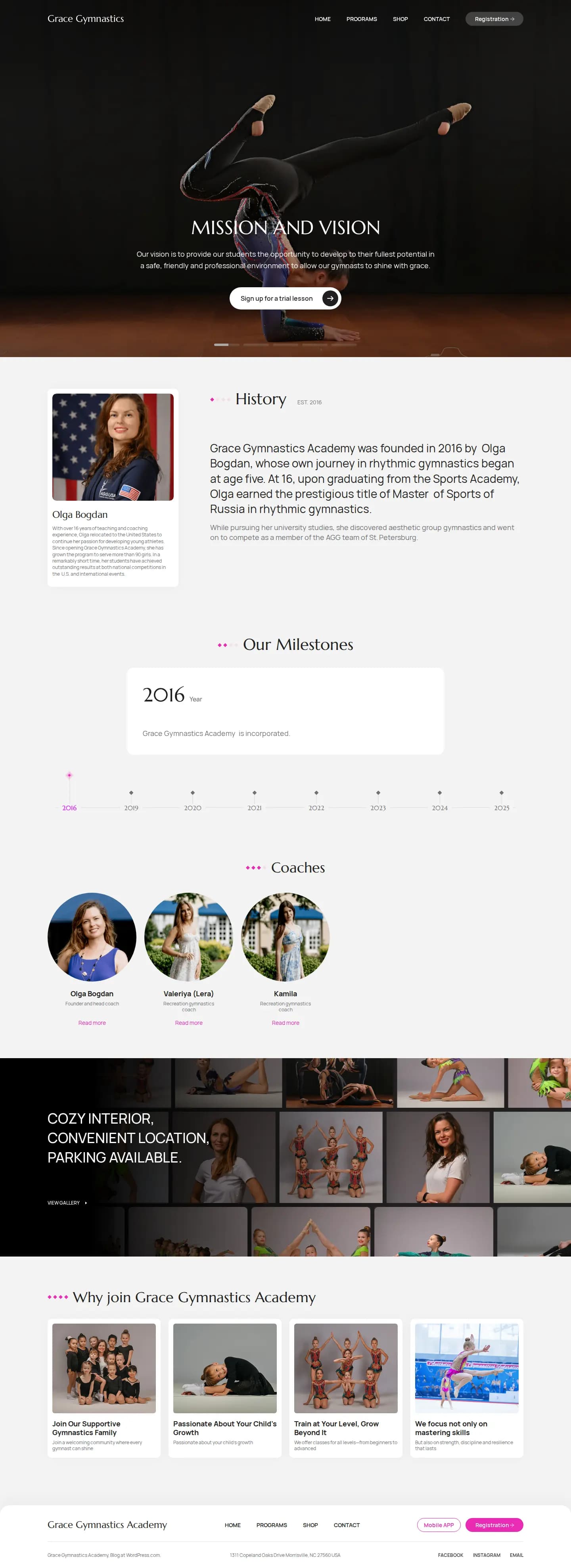 Grace Gymnastics website
